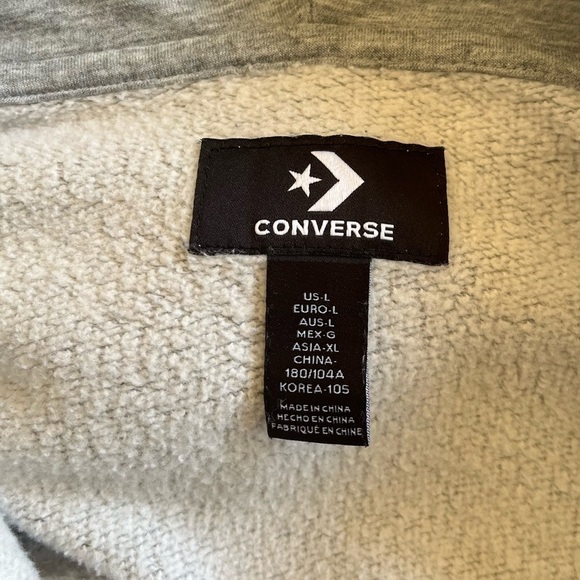 Converse embroidered star chevron full zip hoodie size L Vintage Grey Heather - Picture 12 of 14